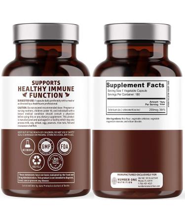 N1N Premium Pure Selenium 200mcg - Immunity, Heart, Thyroid, Prostate Health - 180 Veg Caps - Buy Online on GoSupps.com