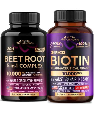 NUTRAHARMONY Beet Root Capsules & Biotin with Silicon Softgels