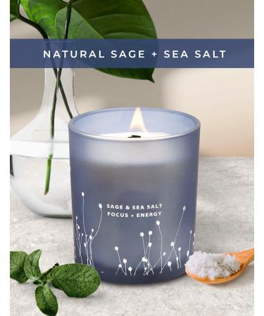 White Sage Sea Salt Candle | Cleansing Aromatherapy Scented Candle | Wood Wick Relaxing Beach Candle for Home | Energy Cleansing for Men & Women - Buy Online on GoSupps.com