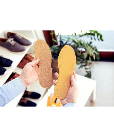Kaps Leather Cork Shoe Insoles Set - 6 Pairs for Men and Women | Natural Leather with Cork Underlayer | Replacement Inserts | Size 44 EUR / 11 US Men - Buy Online on GoSupps.com