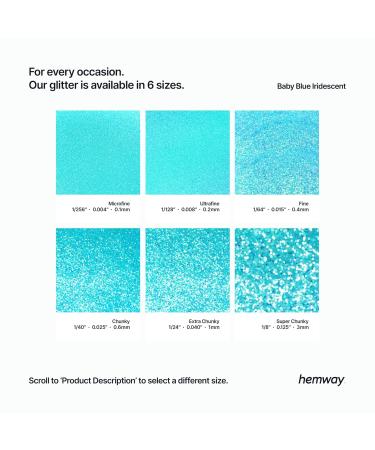 Hemway Baby Blue Ultrafine Glitter 100g | Cosmetic Safe Iridescent 1/128 Extra Fine Glitter for Crafts & DIY - Buy Online on GoSupps.com