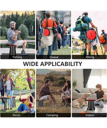 imodomio Upgraded Portable Collapsible Telescopic Stool - 480lbs Load Capacity - Foldable Camping Stool for Hiking & BBQ Parties - Indoor & Outdoor Activities - Red - Buy Online on GoSupps.com