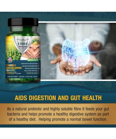 Psyllium Husk Fibre Supplement 1400mg - High Soluble Fibre, Vegan Capsules - 4 Months Supply - UK Made - Buy Online on GoSupps.com