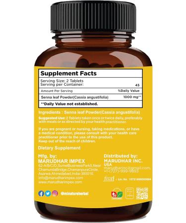 Senna Leaf Tablets by mi Nature | 90 Tablets 1000 mg | Vegan | Natural and Effective Digestive Support - Buy Online on GoSupps.com