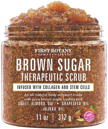 Brown Sugar Natural Body Scrub with Collagen & Stem Cell - Exfoliating & Moisturizing Scrub for Skin, Acne, Cellulite Cream, Scars, Wrinkles, Stretch Marks - Natural Face & Body Polish - Buy Online on GoSupps.com