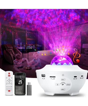 Galaxy Light Projector Star Projector with Remote Control 10 Change Colors Led Projector Light Built-in Bluetooth Music Speaker & Timer for Baby Ambiance Light Room Decor Festival Gift White