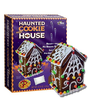 Small Halloween Gingerbread 3D Haunted Cookie House Kit, Miniature DIY Edible Houses for Decorating, Indoor Seasonal Crafts for Families, 4 x 3 Inches