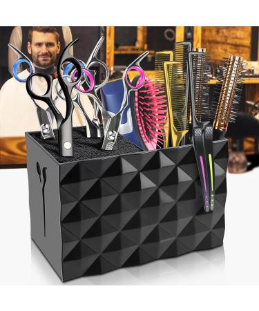 NICEMOVIC Barber Scissors Holder Box Barber Accessories Barber Supplies Professional Salon Hairdressing Scissors Rack Holder Storage Organizer for Hairstyling Combs Clips Brushes (Black) - Buy Online on GoSupps.com
