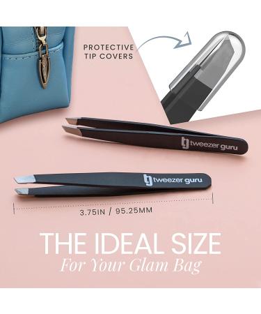 Tweezer Guru Slant Tip Eyebrow Tweezers - Professional Stainless Steel for Precision Hair Removal - Buy Online on GoSupps.com