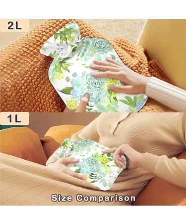 Shop Naanle 2L Hot Water Bottle with Lid - Transparent Spring Succulent Design for Menstrual Cramps & Pain Relief | Heat & Cold Therapy - Buy Online on GoSupps.com