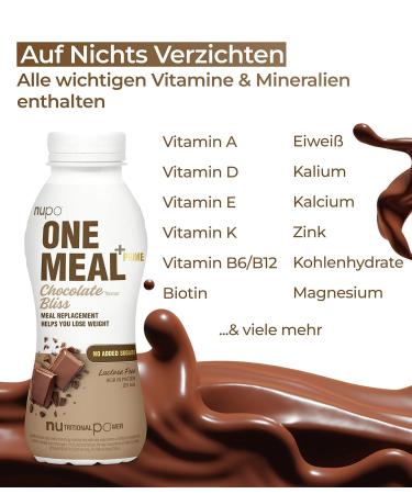 NUPO Meal Replacement Drink for Weight Loss - Chocolate Flavor (12 Pack) - Perfect Diet Shake & Liquid Food - Buy Online on GoSupps.com