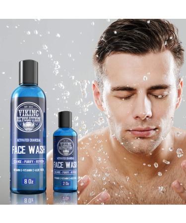 Viking Revolution Charcoal Face Wash for Men - Deep Cleansing Daily Facial Scrub - Purify and Refresh Skin - 8 Fl Oz + 2 Fl Oz Travel Size - Buy Online on GoSupps.com