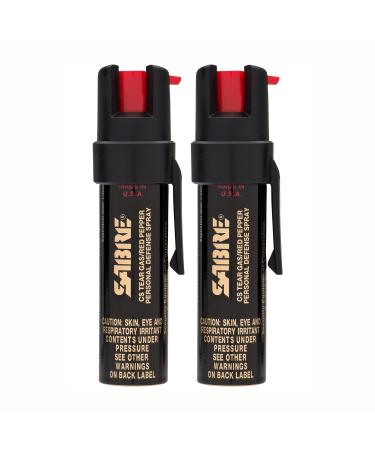 SABRE Advanced Pepper Spray, 3-in-1 Formula Contains Maximum Strength Pepper Spray, CS Military Tear Gas and UV Marking Dye, Compact Belt Clip for Easy Carry and Fast Access, 25 Bursts, 10-Foot Range Black, 2-Pack