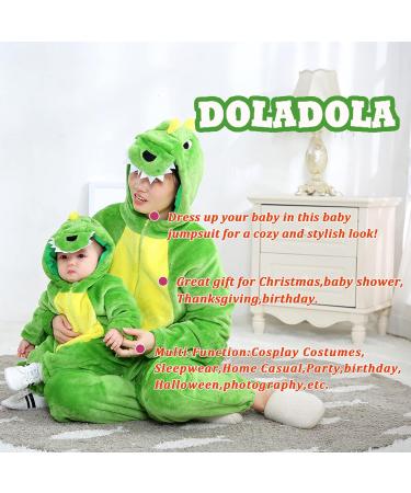 Doladola Unisex Baby Romper Jumpsuit | Hooded Cartoon Sleepsuits | New Green Dinosaur | 0-3 Months Infant Outfit - Buy Online on GoSupps.com