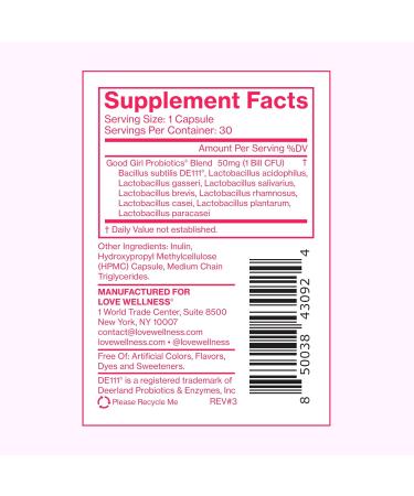 Love Wellness Good Girl Probiotics | Women's Vaginal Health Supplement | Vaginal Probiotics for Women pH Balance & Urinary Tract Health | Support Vaginal Odor & Flora | 30 Day Supply Good Girl Probiotics (30 Day Supply) - Buy Online on GoSupps.com