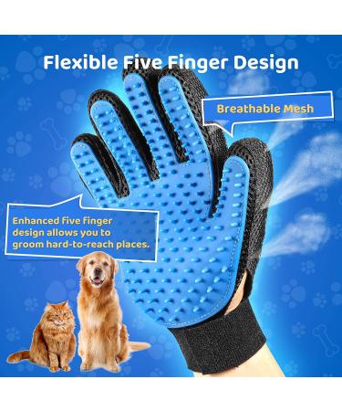 Pet Hair Remover Glove - Deshedding & Grooming Brush for Dogs & Cats - Five Finger Design Massage Mitt - Long & Short Fur - 1 Pack (Blue, Right-Hand) - Buy Online on GoSupps.com