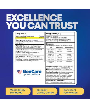 GenCare Senna Laxative 300 Tablets Senna 8.6mg Tablets with Natural Sennosides | Laxatives for Constipation Bloating Gas & Irregularity Relief. Safe & Effective | Generic for Senokot 300 Count (Pack of 1) - Buy Online on GoSupps.com