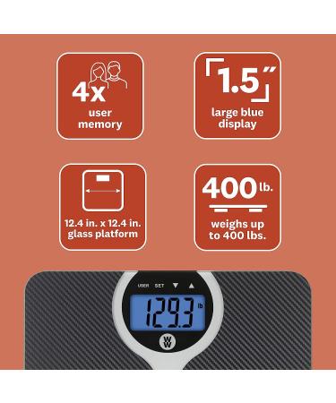  Weight Watchers Scales by Conair Bathroom Scale for Body Weight,  Glass Digital Scale, Body Analysis Measures Body Fat, Body Water, BMI, Bone  Mass & Muscle, Measures Weight up to 400 Lbs