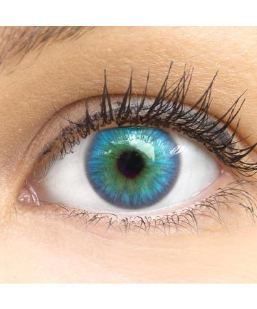 Buy Malaga Blue Colored Contact Lenses - Monthly Soft Hydrogel - 2 Lenses & Case - Dioptre 0.0 - Natural Colors Series - Buy Online on GoSupps.com