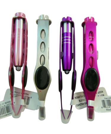 Light Up Tweezers Set Hair or Splinter Removal Tweezer Pack of 4 in Assorted Colors