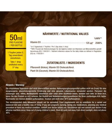 Pharmavital Vitamin D3 Drops 5000 IU - 50ml High-Quality Immune Support Vegetarian Liquid for Bones & Muscles - Laboratory Tested 1830 Drops - Buy Online on GoSupps.com