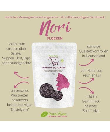 Buy Organic Nori Flakes - Raw Vegan Seaweed for Sushi Miso Soup & Dashi - 15g Pureeraw | Global Shipping Available - Buy Online on GoSupps.com