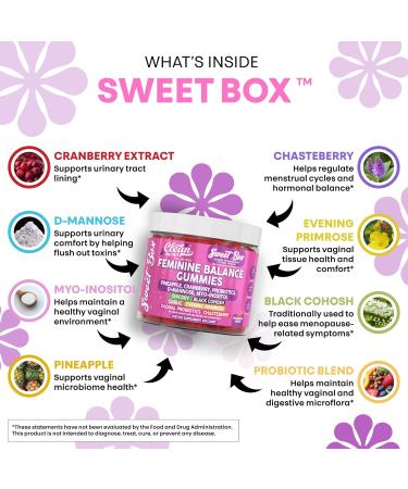 Clean Nutra Feminine Balance Gummies for Women Pineapple VaginalProbiotics pH Balance Cranberry D Mannose Supplement Inositol Black Cohosh Evening Primrose Garlic Vitex GLA Prebiotics Folate 60ct - Buy Online on GoSupps.com