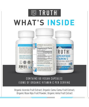 Organic Vitamin C Superfood Blend - 60 Capsules Vegan Supplement with Acerola Cherry, Amla, Rosehip and Camu Camu - Buy Online on GoSupps.com