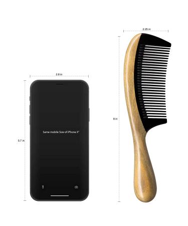 Onedor Handmade Natural Green Sandalwood & Buffalo Horn Hair Comb - Anti-Static Detangler for Smooth & Frizz-Free Hair - Buy Online on GoSupps.com