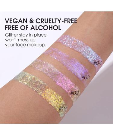Color Changing Sequins Body Glitter Gel Set - Waterproof & Long-Lasting Makeup for Face, Eyes, Lips, Hair, Nails - Safe & Easy to Use - 01 02 03 04 - Buy Online on GoSupps.com
