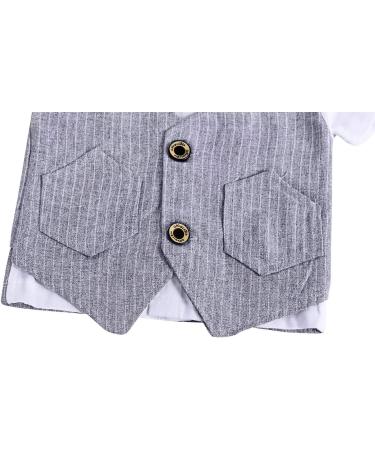AmzBarley Baby Boys Gentlemans Tuxedo Rompers Suit in Grey | Kids Formal Outfit with Shirt, Pants, Vest, and Bowtie | 1-2 Years - Buy Online on GoSupps.com