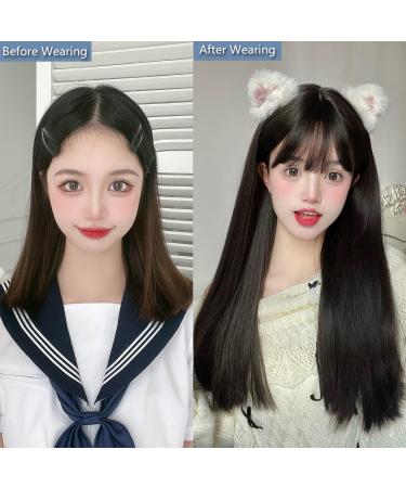 7JHH Long Straight Black Wig with Bangs - Synthetic Natural Hair for Women - Ideal for Parties & Cosplay - Premium Quality (23 inch Black) - Buy Online on GoSupps.com