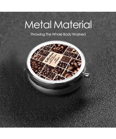 Coffee Collage Mini Round Pill Box | 3 Compartment Travel Organizer | Portable Medicine Case for Home & Office - Buy Online on GoSupps.com
