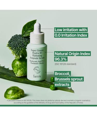 Farm Rx Super Greens Hyalru B5 Hydrating Ampoule Serum (latest version) - Korean Skin Care Lightweight All-Day Hydration. Hyaluronic Acid Panthenol Vegan (1fl oz) - Buy Online on GoSupps.com