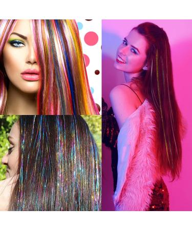 Glitzer Hair Strands - Silver Lametta Clip Extensions | 48cm Tinsel Hair Glitter Strands - Buy Online on GoSupps.com