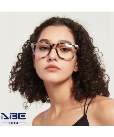 Abejojo Oversized Blue Light Blocking Reading Glasses for Women - UV Protection & Spring Hinge - White Tortoise 3.0 Dioptries - Buy Online on GoSupps.com