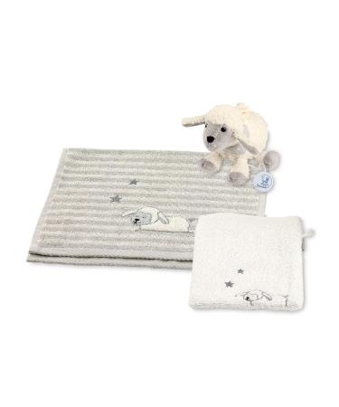 Sterntaler Sheep Stanley Gift Set for Babies - Mini Play Watch Washing Glove & Towel | Gray/White | Perfect for Newborns (0+ Months) - Buy Online on GoSupps.com
