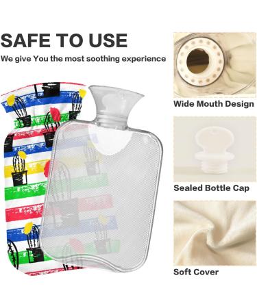 NAANLE Colorful Striped Hot Water Bottle with Cover - 1L for Menstrual Cramps Pain Relief & Heat Therapy - Buy Online on GoSupps.com