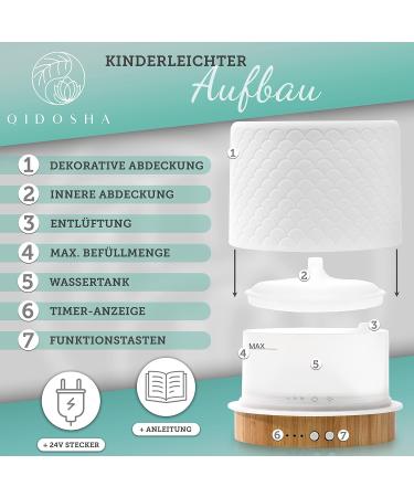Qidosha Aroma Diffuser Tadasana | FAZ Test Winner Design 12/2023 | Premium Essential Oil Diffuser with Real Wood Base & Ceramic Hood | 10 Hours Operation | Warm-White Light - Buy Online on GoSupps.com
