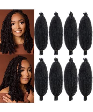 16 Inch Springy Afro Twist Hair 8 Packs Marley Twist Braiding Hair Pre-Separated Spring Twist Hair for Soft Butterfly Locs Crochet Hair Kinky Afro Twist Hair Extensions for Black Women 16 Inch 1B