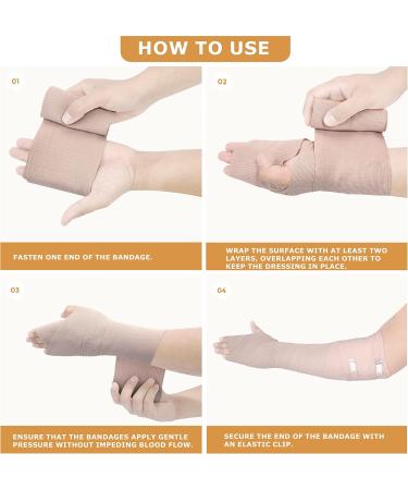 D&H Medical Elastic Bandage Wrap - 4 Pack Premium Compression Rolls (4" x 5' 3" x 5') for Wrist Calf Ankle & Foot - Includes Extra Clips - Buy Online on GoSupps.com