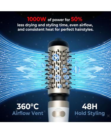 3-in-1 Rotating Hair Dryer Brush Set Negative Ionic Blow Volumizer & 2 Detachable Round Brushes for Stunning Styles - Buy Online on GoSupps.com