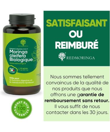 90 Organic Moringa Capsules | The Only Spanish Organic Moringa Made in Italy | Vegans Without Additives | Super Antioxidant Rich in Vitamins and Vegetable Proteins | High Quality RedMoringa - Buy Online on GoSupps.com
