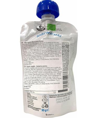 Organic Quetschies by Marmaluzi - Premium Baby Fruit Puree (Apple & Banana) - 14 Pack (90g each) - No Added Sugar or Additives - Ideal for 4+ Months - Buy Online on GoSupps.com