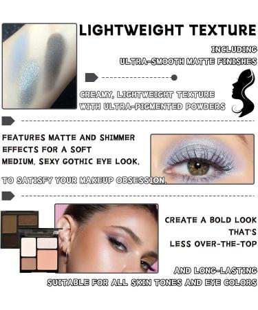 Blue Gray Eyeshadow Palette 4 Colors Matte Glitter Eyeshadow Makeup Palette with Brushes Waterproof Long Lasting Pigmented Gray Silver Eye Shadow Palette Goth Halloween Daily Makeup Pallet - Buy Online on GoSupps.com