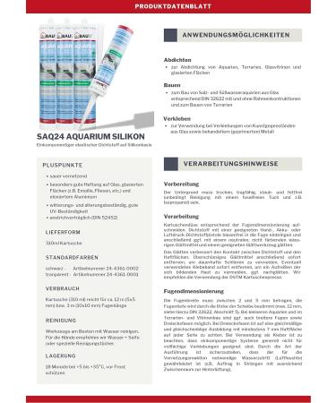 Dubaust Saq24 Aquarium Silicone 310ml - Best Black Adhesive for Freshwater & Saltwater Aquariums | Perfect for Terrarium Glass Constructions - Buy Online on GoSupps.com