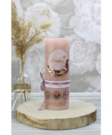 Personalized Cerziies Rustic Loreley Christening Candle - Hand-Decorated for Boys & Girls with Name & Date | Classic Wick - Buy Online on GoSupps.com