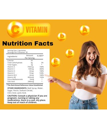 BOTANICAL PRIME 500 MG Vitamin C Gummies - Orange Flavor Immune Support with Folic Acid & Bioflavonoids - Buy Online on GoSupps.com