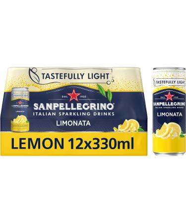 San Pellegrino Italian Tastefully Light Sparkling Lemon Canned Soft Drink 12 x 330ml | 73k Cals per Can & San Pellegrino Italian Tastefully Light Sparkling Lemon & Mint Canned Soft Drink 12 x 330ml - Buy Online on GoSupps.com