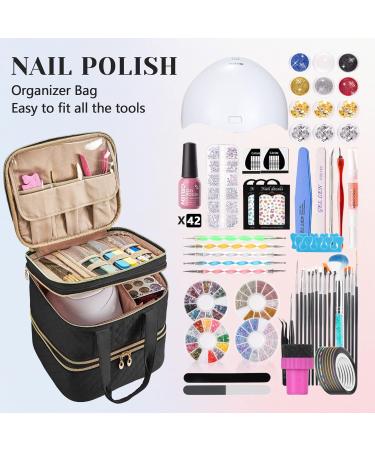 BAGMIND 3-Layer Nail Polish Organizer Case with Detachable Compartment - Portable Black Nail Polish Holder - Buy Online on GoSupps.com